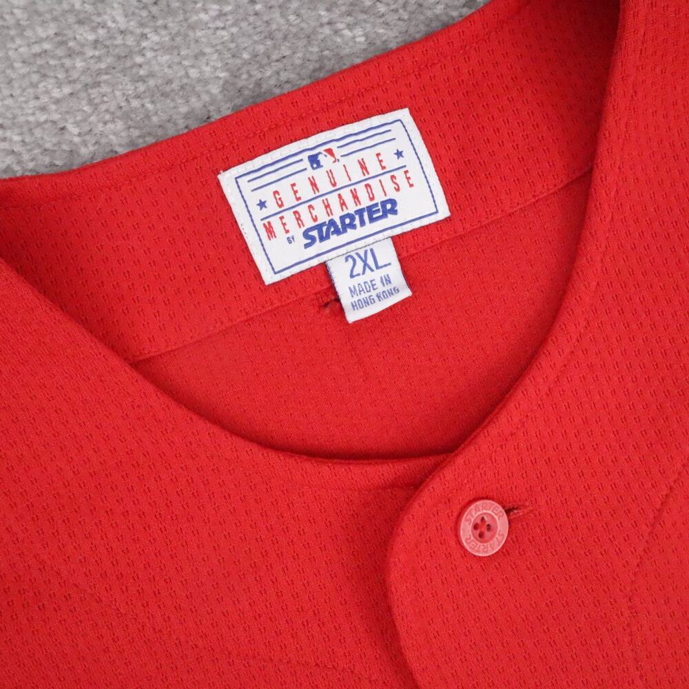 VTG Starter Atlanta Braves Baseball 2XL Red Short Sleeve Button Jersey Shirt - Picture 8 of 13